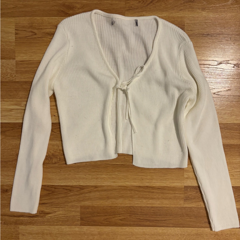 Cream Tie-Front Cardigan